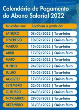 calendário abono salarial