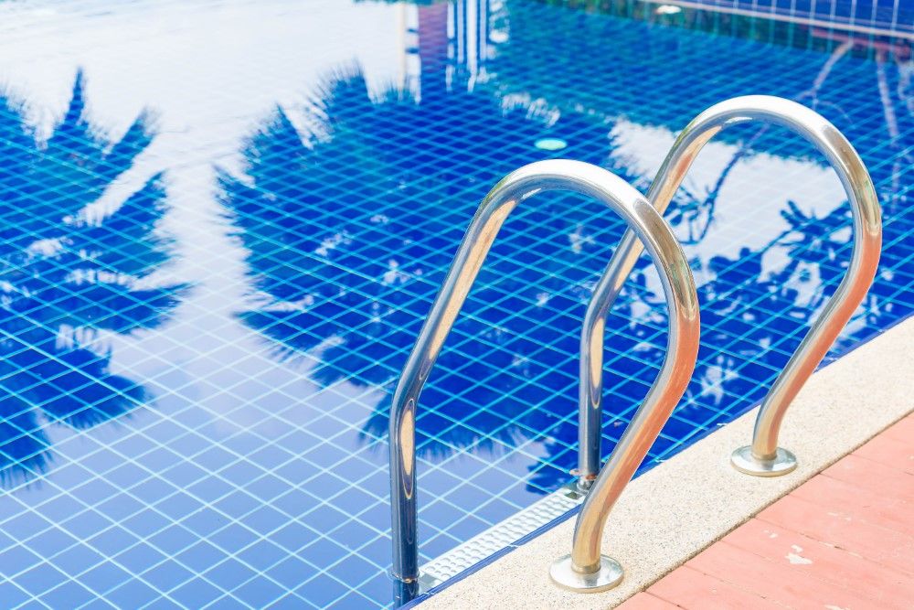 Stair swimming pool in beautiful luxury hotel pool resort