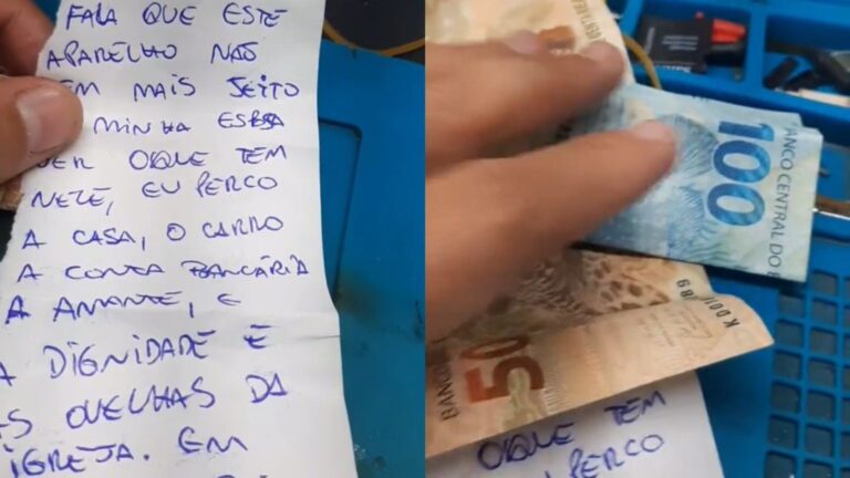 Homem ‘infiel’ leva celular para conserto e deixa bilhete com apelo para técnico